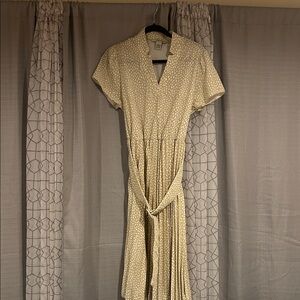 Chic Cream Polka Dot Midi Dress